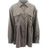 imageCHARTOU Women Corduroy Shirt Jacket Waffle Knit Shacket Peplum Babydoll Top Button Down Shirt BlouseGrey