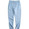 imageCHARTOU Mans Summer Casual Stretched Waist Loose Fit Linen Beach PantsBlue