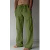 imageCHARTOU Men Casual Drawstring Cotton Linen Pants Beach Yoga Wide Leg Lounge Pants Palazzo Trousers Elastic Waist Loose SlacksGreen
