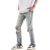 imageCHARTOU Men Casual Ripped Mid Rise Straight Leg Jeans Distressed Lounge Denim PantsBlue