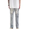 imageCHARTOU Men Casual Ripped Mid Rise Straight Leg Jeans Distressed Lounge Denim PantsBlue