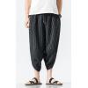 imageCHARTOU Mens Baggy Drawstring Waist Stripes WideLeg Lightweight Harem Beach Capri PantsBlack