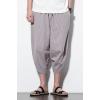 imageCHARTOU Mens Baggy Drawstring Waist Stripes WideLeg Lightweight Harem Beach Capri PantsGrey
