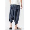 imageCHARTOU Mens Baggy Drawstring Waist Stripes WideLeg Lightweight Harem Beach Capri PantsNavy