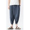 imageCHARTOU Mens Baggy Drawstring Waist Stripes WideLeg Lightweight Harem Beach Capri PantsNavy