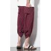imageCHARTOU Mens Baggy Drawstring Waist Stripes WideLeg Lightweight Harem Beach Capri PantsWine