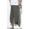 imageCHARTOU Mens Baggy Drawstring Waist WideLeg Loose Fit Lightweight Harem Crop PantsArmy Green