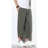 imageCHARTOU Mens Baggy Drawstring Waist WideLeg Loose Fit Lightweight Harem Crop PantsArmy Green