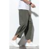 imageCHARTOU Mens Baggy Drawstring Waist WideLeg Loose Fit Lightweight Harem Crop PantsArmy Green