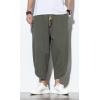 imageCHARTOU Mens Baggy Drawstring Waist WideLeg Loose Fit Lightweight Harem Crop PantsArmy Green