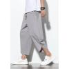 imageCHARTOU Mens Baggy Drawstring Waist WideLeg Loose Fit Lightweight Harem Crop PantsGrey