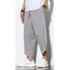 imageCHARTOU Mens Baggy Drawstring Waist WideLeg Loose Fit Lightweight Harem Crop PantsGrey