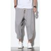 imageCHARTOU Mens Baggy Drawstring Waist WideLeg Loose Fit Lightweight Harem Crop PantsGrey
