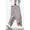 imageCHARTOU Mens Baggy Drawstring Waist WideLeg Loose Fit Lightweight Harem Crop PantsGrey1