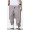 imageCHARTOU Mens Baggy Drawstring Waist WideLeg Loose Fit Lightweight Harem Crop PantsGrey1