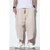 imageCHARTOU Mens Baggy Drawstring Waist WideLeg Loose Fit Lightweight Harem Crop PantsKhaki