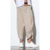 imageCHARTOU Mens Baggy Drawstring Waist WideLeg Loose Fit Lightweight Harem Crop PantsKhaki1