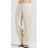 imageCHARTOU Mens Casual Stretched Drawstring MidWaist Loose Fit Lightweight Straight Leg Linen Summer Beach PantBeige