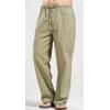 imageCHARTOU Mens Casual Stretched Drawstring MidWaist Loose Fit Lightweight Straight Leg Linen Summer Beach PantGreen