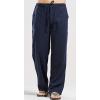 imageCHARTOU Mens Casual Stretched Drawstring MidWaist Loose Fit Lightweight Straight Leg Linen Summer Beach PantNavy