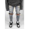 imageCHARTOU Mens Distressed Paint Splatter Zipper Tapered Leg Denim Jeans PantsBlue