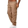 imageCHARTOU Mens Elastic MidRise Straight Leg MultiPocket Cargo Work PantsKhaki