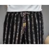 imageCHARTOU Mens Lightweight Drawstring Waist Stripes Loose Harem Capri Beach PantsBlack