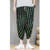imageCHARTOU Mens Lightweight Drawstring Waist Stripes Loose Harem Capri Beach PantsGreen