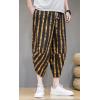 imageCHARTOU Mens Lightweight Drawstring Waist Stripes Loose Harem Capri Beach PantsOrange