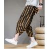 imageCHARTOU Mens Lightweight Drawstring Waist Stripes Loose Harem Capri Beach PantsOrange