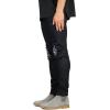 imageCHARTOU Mens Vintage Destroyed Holes Patchwork Ripped Distressed Skinny Tapered Leg JeansBlack C