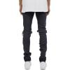 imageCHARTOU Mens Vintage Destroyed Holes Patchwork Ripped Distressed Skinny Tapered Leg JeansBlack a