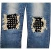 imageCHARTOU Mens Vintage Destroyed Holes Patchwork Ripped Distressed Skinny Tapered Leg JeansBlue C