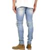 imageCHARTOU Mens Vintage Destroyed Holes Patchwork Ripped Distressed Skinny Tapered Leg JeansBlue C