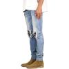 imageCHARTOU Mens Vintage Destroyed Holes Patchwork Ripped Distressed Skinny Tapered Leg JeansBlue C