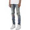 imageCHARTOU Mens Vintage Destroyed Holes Patchwork Ripped Distressed Skinny Tapered Leg JeansBlue a