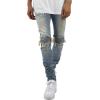 imageCHARTOU Mens Vintage Destroyed Holes Patchwork Ripped Distressed Skinny Tapered Leg JeansBlue a