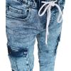 imageCHARTOU Mens Vintage Distressed Drawstring Elastic Waist Tapered Jogger Denim Cargo Jeans PantsBlue