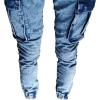 imageCHARTOU Mens Vintage Distressed Drawstring Elastic Waist Tapered Jogger Denim Cargo Jeans PantsBlue