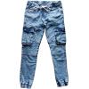 imageCHARTOU Mens Vintage Distressed Drawstring Elastic Waist Tapered Jogger Denim Cargo Jeans PantsBlue