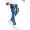 imageCHARTOU Mens Vintage Distressed Drawstring Elastic Waist Tapered Jogger Denim Cargo Jeans PantsBlue