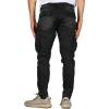 imageCHARTOU Mens Wash Distressed Stretchy Skinny Tapered Leg Long Cargo Denim Jeans PantsBlack