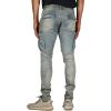 imageCHARTOU Mens Wash Distressed Stretchy Skinny Tapered Leg Long Cargo Denim Jeans PantsBlue