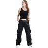 imageCHARTOU Womens Casual Work Cargo Pants with Multi Pockets Hiking Tactical Military Long TrousersBlack