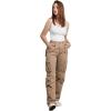 imageCHARTOU Womens Casual Work Cargo Pants with Multi Pockets Hiking Tactical Military Long TrousersKhaki