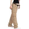 imageCHARTOU Womens Casual Work Cargo Pants with Multi Pockets Hiking Tactical Military Long TrousersKhaki