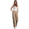 imageCHARTOU Womens Casual Work Cargo Pants with Multi Pockets Hiking Tactical Military Long TrousersKhaki