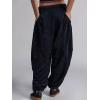 imageCHARTOU Womens Corduroy Baggy High Rise Y2k Pants Barrel Cargo Wide Leg Boyfriend Sweatpants Horseshoe PantsBlack
