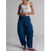 imageCHARTOU Womens Corduroy Baggy High Rise Y2k Pants Barrel Cargo Wide Leg Boyfriend Sweatpants Horseshoe PantsPeacock Blue