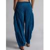 imageCHARTOU Womens Corduroy Baggy High Rise Y2k Pants Barrel Cargo Wide Leg Boyfriend Sweatpants Horseshoe PantsPeacock Blue